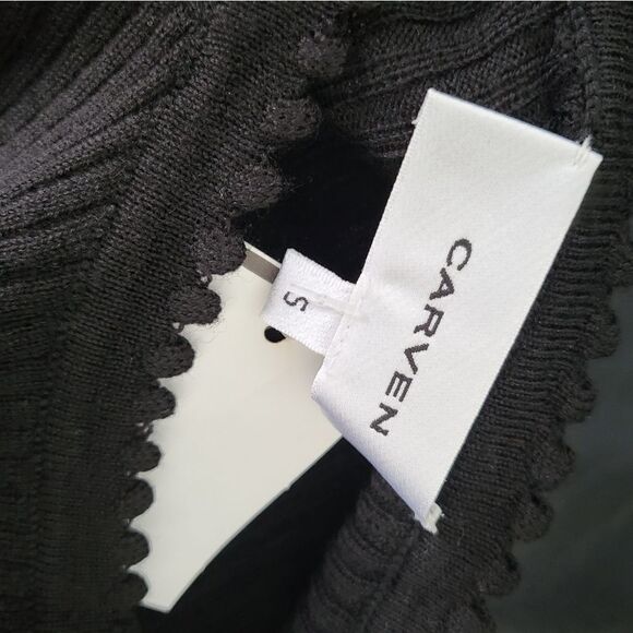 Carven Ribbed Wool Top with Ladderwork-BLACK-Small - Picture 6 of 7